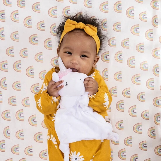 Trend Lab® Pastel Rainbows Flannel Deluxe Fitted Crib Sheet Multi - Image 3