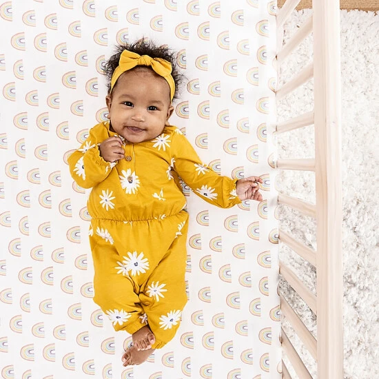 Trend Lab® Pastel Rainbows Flannel Deluxe Fitted Crib Sheet Multi - Image 4