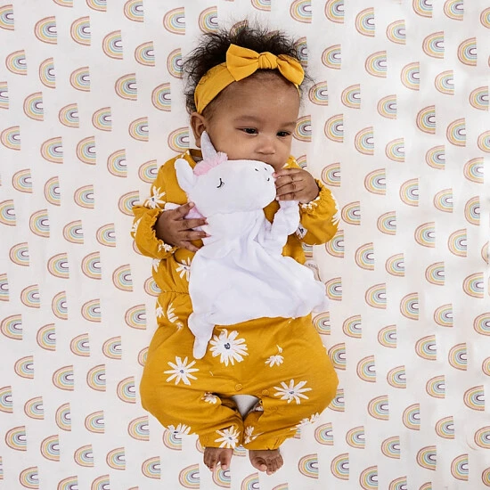 Trend Lab® Pastel Rainbows Flannel Deluxe Fitted Crib Sheet Multi - Image 5