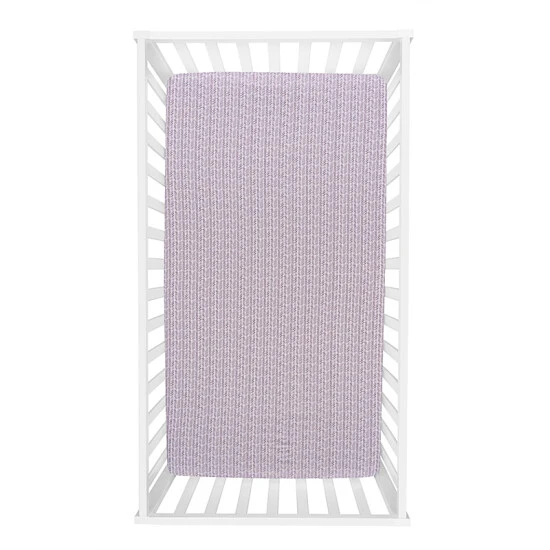 Trend Lab® Lilac Herringbone Deluxe Flannel Fitted Crib Sheet In White/Pink - Image 2
