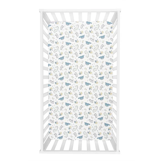 Trend Lab® Little Dinos Deluxe Flannel Fitted Crib Sheet In White/Multi - Image 2