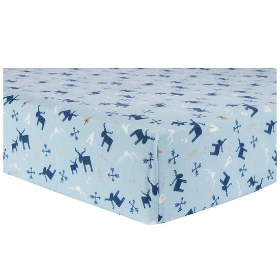 Trend Lab® Big Sky Moose Deluxe Flannel Fitted Crib Sheet In Blue Multi