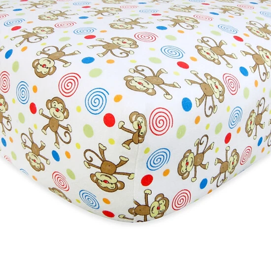Trend Lab® Monkeys Flannel Fitted Crib Sheet In White Multi