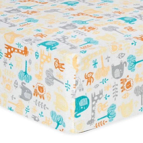 Trend Lab® Lullaby Zoo Flannel Fitted Crib Sheet Cream/yellow