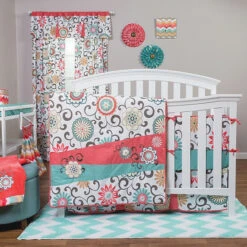 Waverly® Baby By Trend Lab® Pom Pom Play 4-Piece Crib Bedding Set Coral