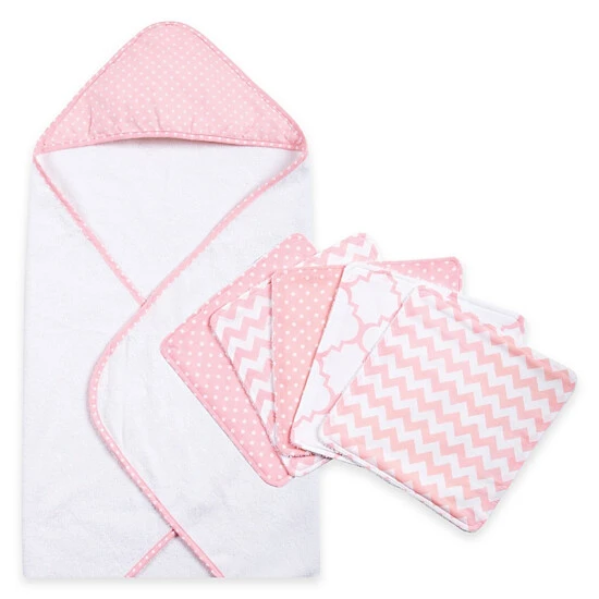 Trend Lab® 6-Piece Dot Hooded Towel And Wash Cloth Set In Pink Sky Multi