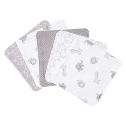 Trend Lab® 5-Pack Circles Washcloths In Grey Yellow