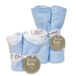 Trend Lab Gingham Seersucker Bib And Burp Cloth Bouquet Gift Set In Blue