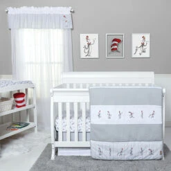 Trend Lab® Dr. Seuss® The Cat In The Hat Comes Back 4-Piece Crib Bedding Set Red/white