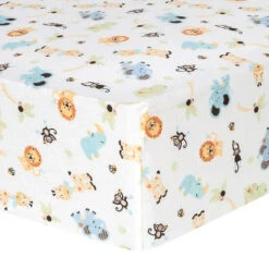 Trend Lab® Jungle Friends Flannel Fitted Crib Sheet White/brown
