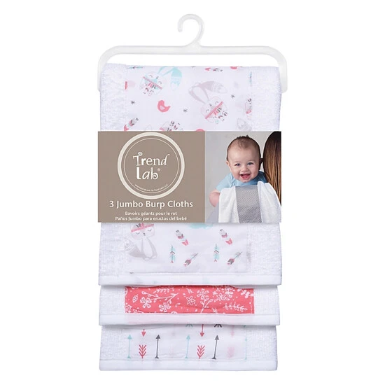 Trend Lab® Fox And Feathers 3-Pack Jumbo Burp Cloth Set Multi - Image 2