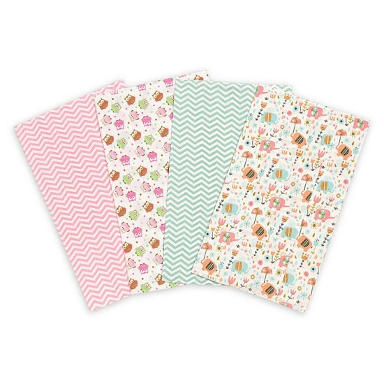 Trend Lab® 4-Pack Elephants And Owls Burp Cloth Set Multi