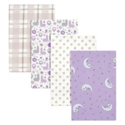 Trend Lab® 4-Pack Llamas Flannel Receiving Blankets In Purple