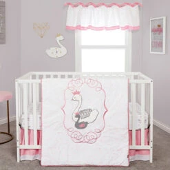 Trend Lab® Swans 3-Piece Crib Bedding Set In Grey/Pink/White