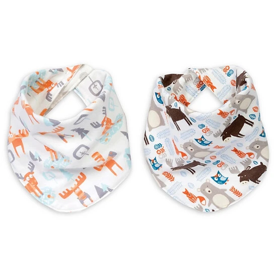 Trend Lab® Scandi Moose 2-Pack Reversible Flannel Bandana Bib Set Multi