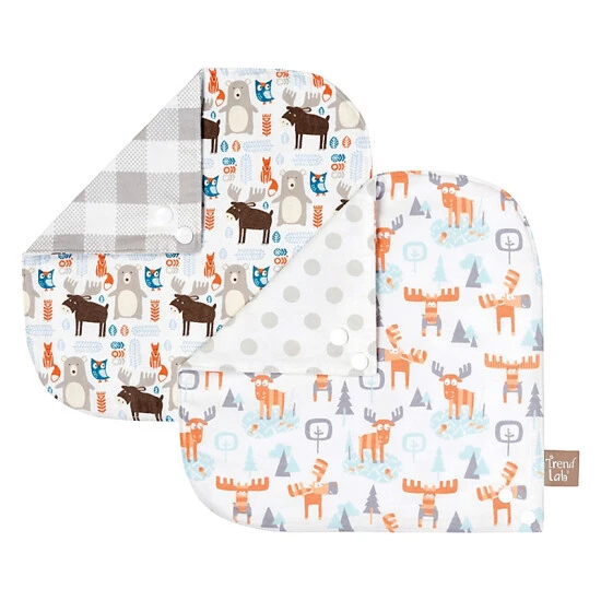 Trend Lab® Scandi Moose 2-Pack Reversible Flannel Bandana Bib Set Multi - Image 2