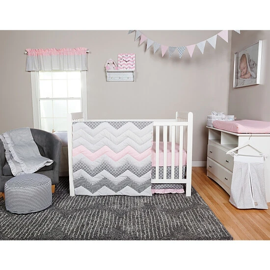 Trend Lab® Cotton Candy Chevron 3-Piece Crib Bedding Set Pink - Image 2