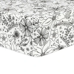 Trend Lab Emma Floral Deluxe Flannel Fitted Crib Sheet In Black/White