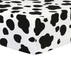 Trend Lab® Flannel Cow Fitted Crib Sheet In Black/White