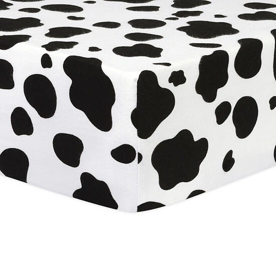 Trend Lab® Flannel Cow Fitted Crib Sheet In Black/White