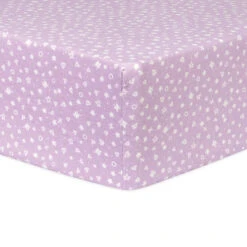 Trend Lab® Flannel Hearts And Stars Fitted Crib Sheet In Purple/White