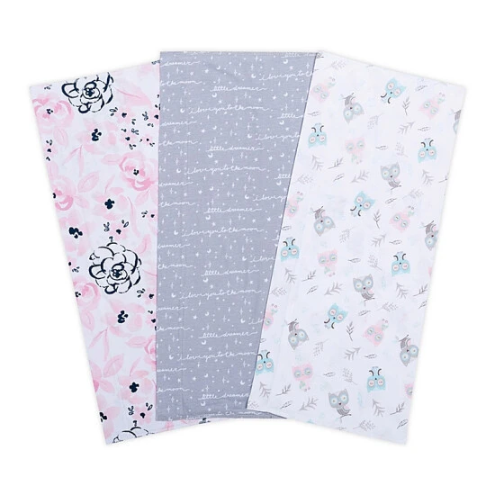 Trend Lab® 3-Pack Owls And Flowers Burp Cloths Multi
