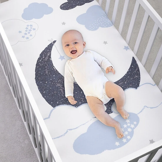 Trend Lab® My Tiny Moments Over The Moon Flannel Fitted Crib Sheet Multi - Image 3