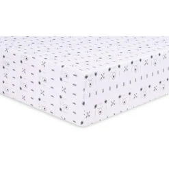 Trend Lab® Peak-a-Bear Cotton Jersey Fitted Crib Sheet In Grey/White Gray/white