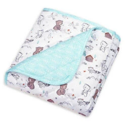 Trend Lab&reg; Reversible Gone Fishing Jersey Crib Quilt In Aqua/White