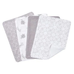 Trend Lab® 4-Pack Burp Cloth Set In Grey/White Gray