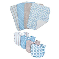 Trend Lab® 8-Piece Logan Bib And Burp Cloth Set In Blue