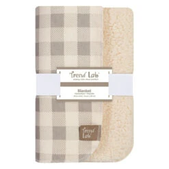 Trend Lab&reg; Buffalo Check Flannel And Faux Shearling Blanket In Grey/Cream Gray -Trend Lab Shop unnamed file 407
