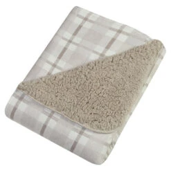 Trend Lab® Plaid Flannel And Faux Shearling Blanket In Grey/White Gray