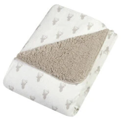 Trend Lab® Stag Head Flannel And Faux Shearling Blanket In Grey Gray