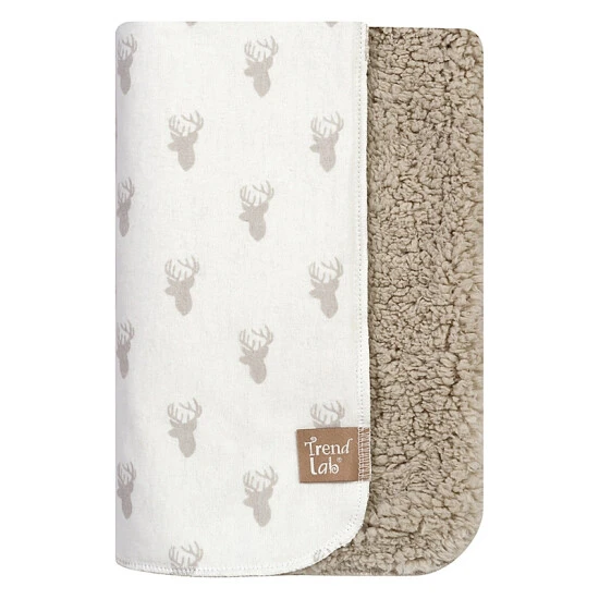 Trend Lab® Stag Head Flannel And Faux Shearling Blanket In Grey Gray - Image 2