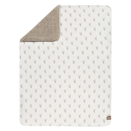 Trend Lab® Stag Head Flannel And Faux Shearling Blanket In Grey Gray - Image 3