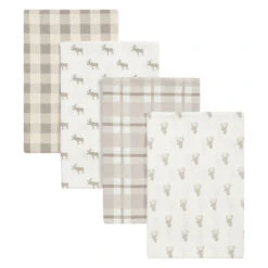 Trend Lab® 4-Pack Stag And Moose Flannel Receiving Blankets In Grey Gray