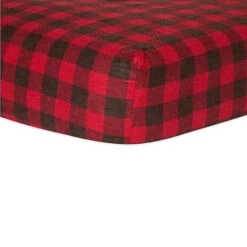 Trend Lab® Northwoods Fitted Flannel Crib Sheet In Buffalo Check Red/brown