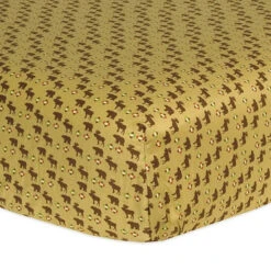 Trend Lab® Northwoods Fitted Bear And Moose Crib Sheet In Tan/Brown Red/brown