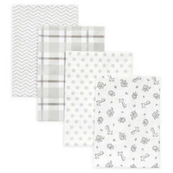 Trend Lab® 4-Pack Safari Chevron Receiving Blankets In Grey/White Gray/white