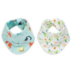 Trend Lab® Dinosaur 2-Pack Reversible Flannel Bandana Bib Set Multi
