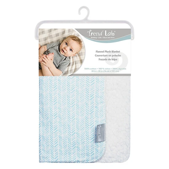 Trend Lab® Reversible Herringbone Cotton Flannel Blanket In Aqua Aqua/white - Image 2