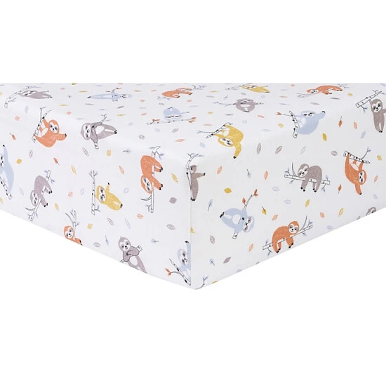 Trend Lab® Slothing Around Flannel Fitted Crib Sheet In Red Red/multi
