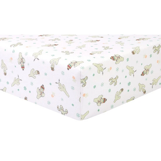 Trend Lab® Holiday Cactus Flannel Fitted Crib Sheet In Grey/Green - Image 4