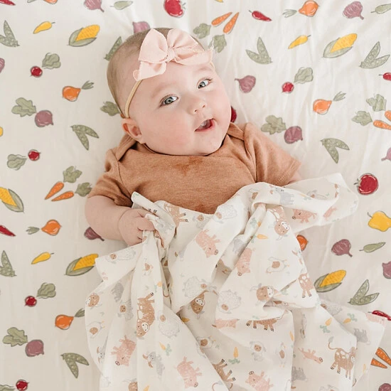 Trend Lab® Farmer's Market Flannel Fitted Crib Sheet In Green/Red - Image 4