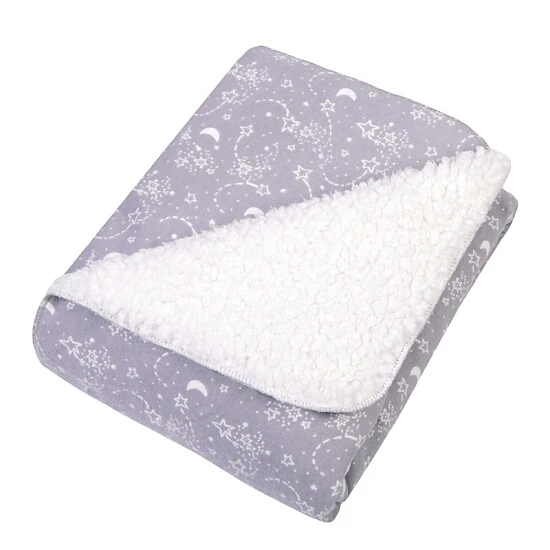 Trend Lab® Moon And Stars Faux Shearling Blanket In Grey/White - Image 4